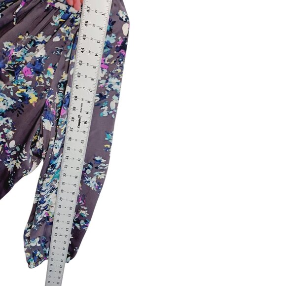 Ellen Tracy, 3X Top, Gray w/ Abstract Floral Print, Long Sleeve, Flowy Full Cut - Picture 12 of 14